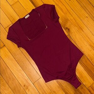 Intimately by Free People Burgundy Square Neck Bodysuit